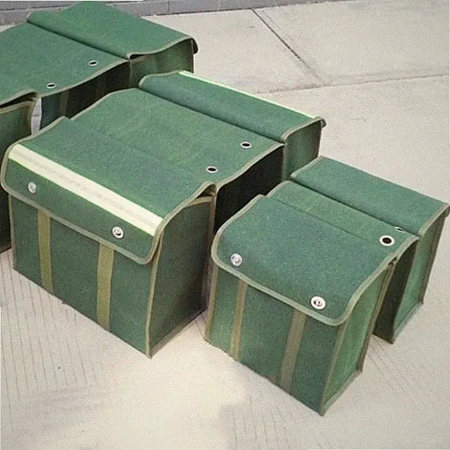 1980s Army Canvas Double Pannier Bag Green Bike Rear Seat Retro Military Classic