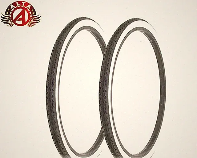 2 ALTA Bicycle 24" x 1.75" S-2 Tire WhiteWall Schwinn Style CLASSIC SLICK TREAD.