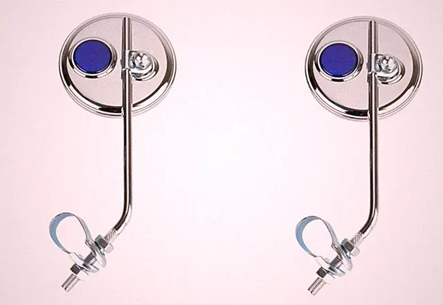 2 NEW BICYCLE HANDLEBAR REAR VIEW MIRRORS CHROME VINTAGE /CLASSIC BLUE REF.