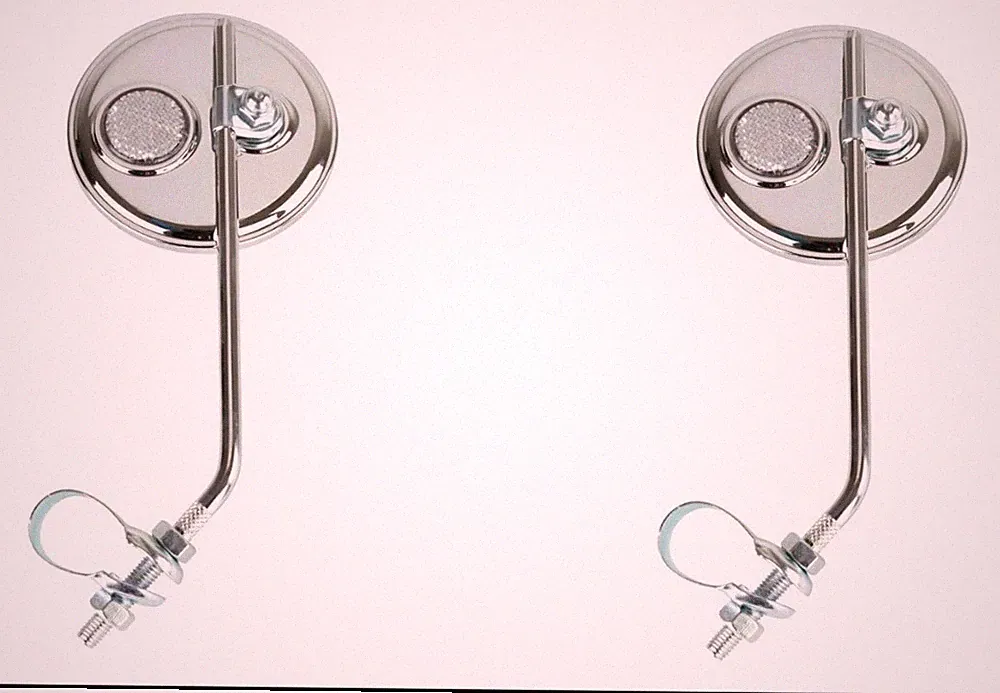 2 NEW BICYCLE HANDLEBAR REAR VIEW MIRRORS CHROME VINTAGE /CLASSIC CLEAR REF.