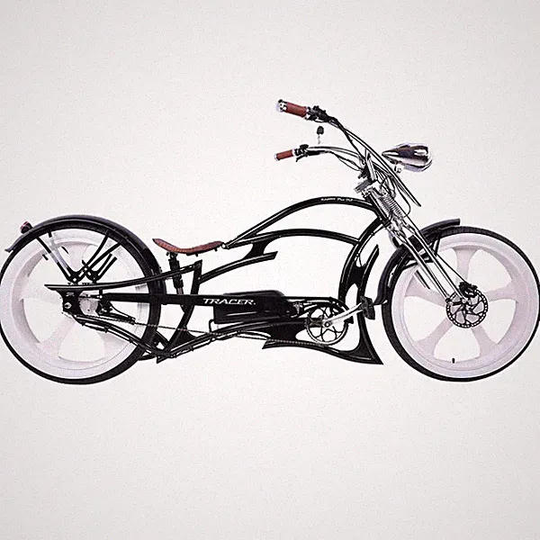 26" Chopper Stretch 800W E-Bike retro frame design Black Electric Bicycle