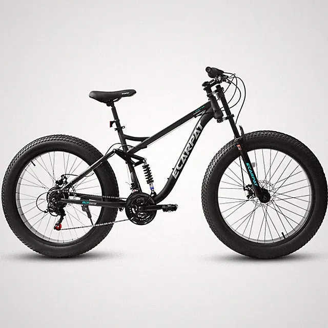 26" Fat Tire Full Suspension MTB Shimano 21-Speed Disc Brake Steel Frame for Men
