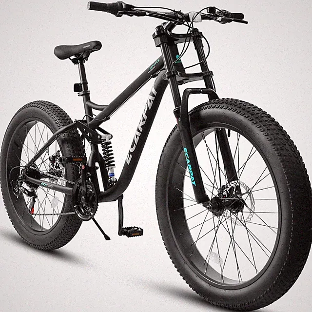 26" Fat Tire Mountain Bike Full Suspension,Shimano 21-Speed,Disc Brakes for Men