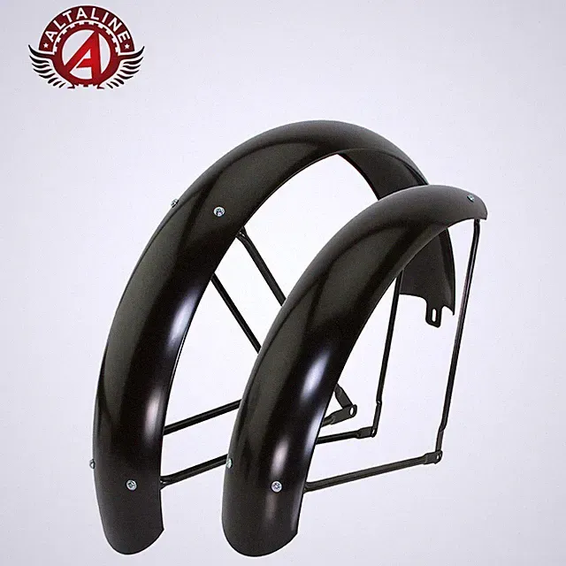 ALTALINE 24 X 4.00 FAT/CHOPPER STEEL BICYCLE CLASSIC STANDARD BLACK FENDER SET.