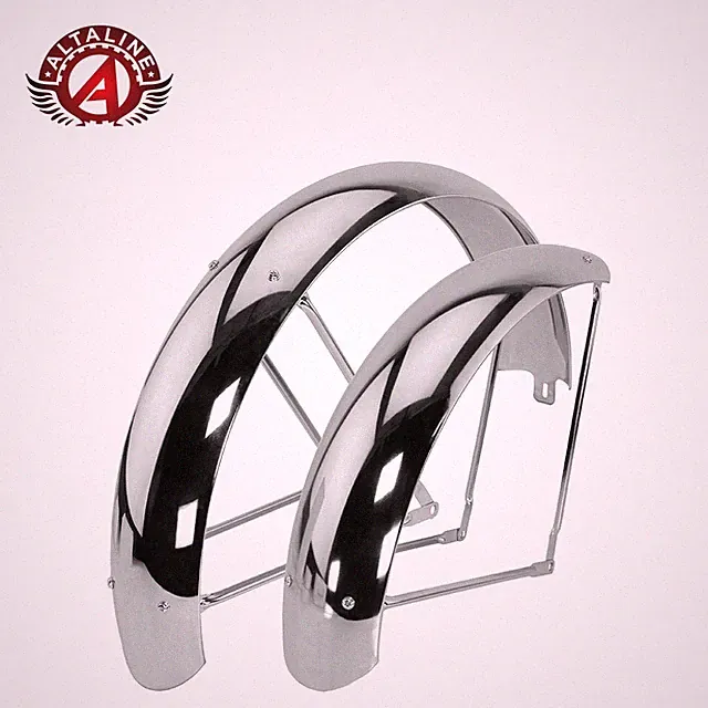 ALTALINE 24 X 4.00 FAT/CHOPPER STEEL BICYCLE CLASSIC STANDARD CHROME FENDER SET.