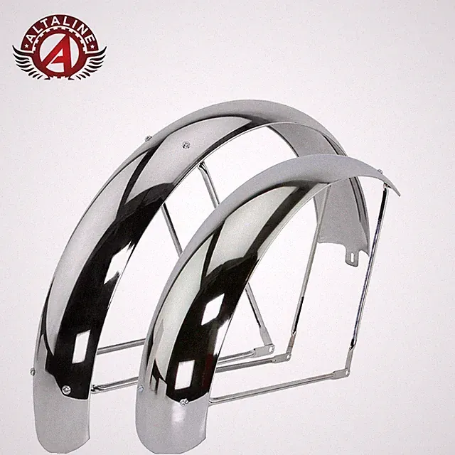 ALTALINE 26 X 4.00 FAT/CHOPPER STEEL BICYCLE CLASSIC STANDARD CHROME FENDER SET.