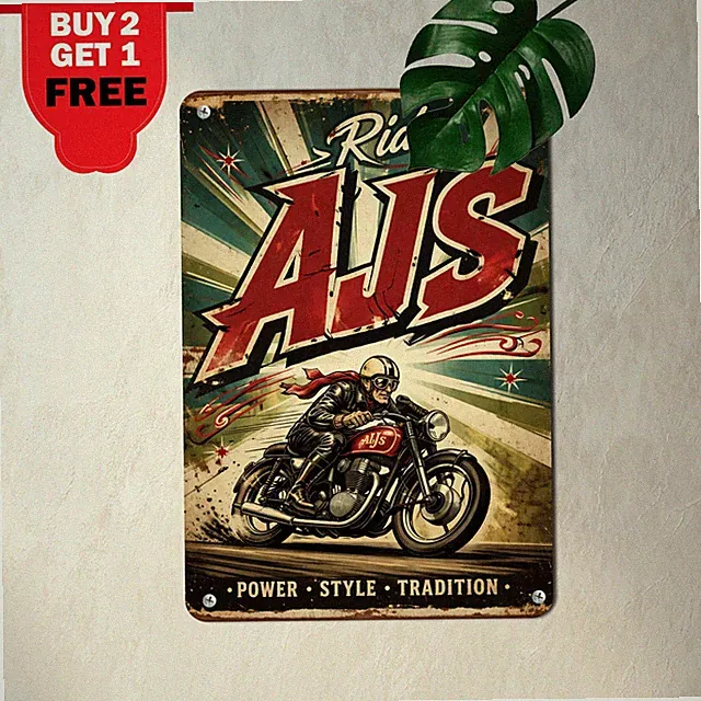 Classic 1950 Lightweight Two Stroke Commuter Bike Metal Tin Sign 8x12