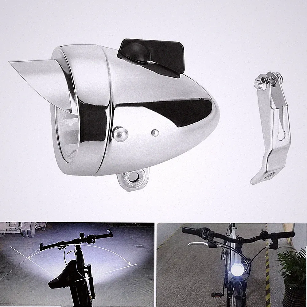 Classical Chrome Retro Bicycle Bike LED Light Headlight Front Retro Head Lamp US