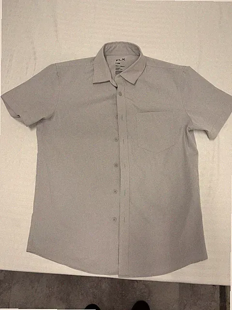 FLX Urban Commuter Slim Stretch S/S Button Down Men Gray Lightweight