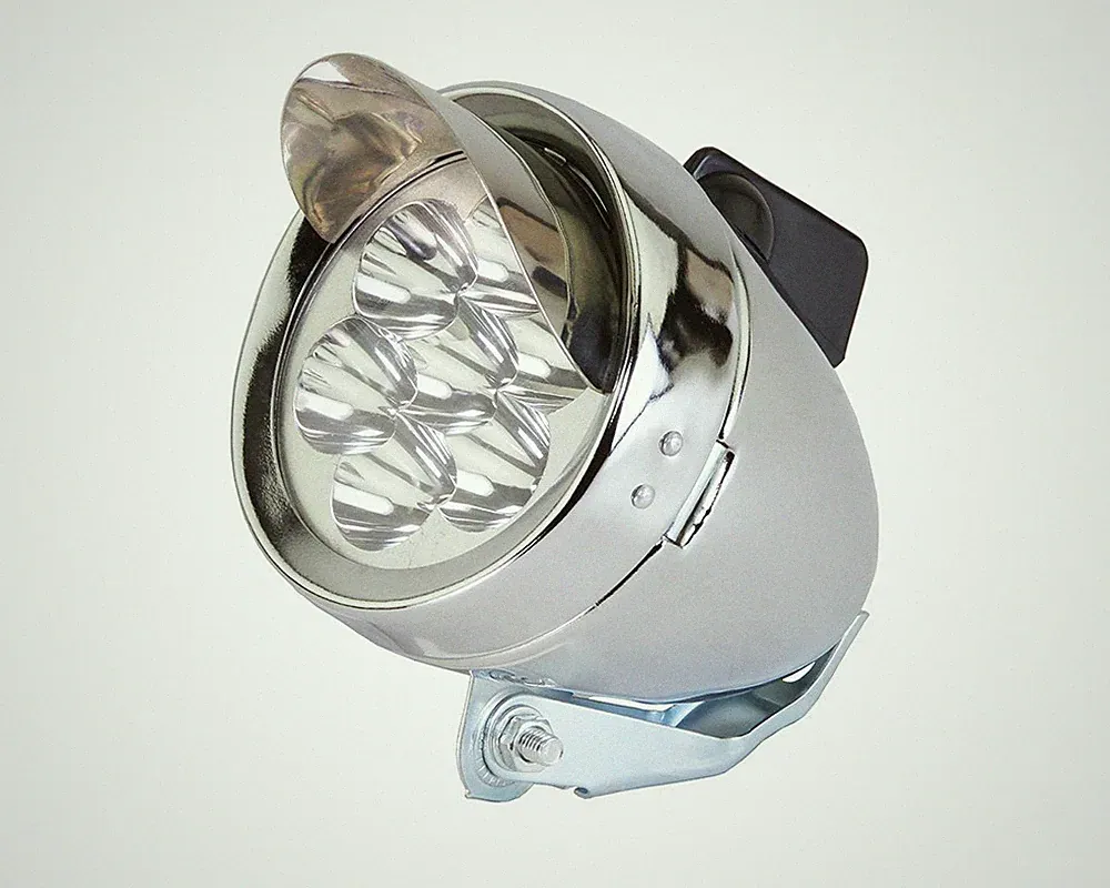 LOWRIDER Bullet Style 7 LED Chrome Headlight Cruiser Lowrider Bicycle Light.