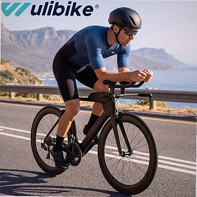 Mens Triathlon Suit Short Sleeve Cycling Skinsuit One Piece Bike Sponge Padded