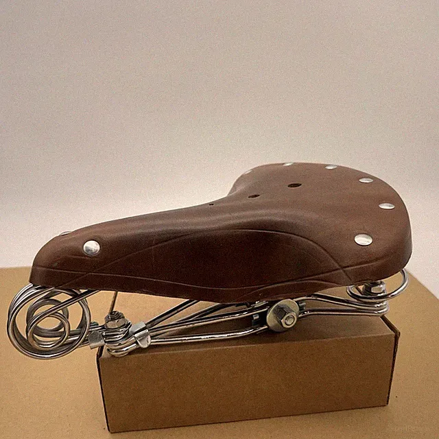 Retro Brown Bicycle Saddle Classic Vintage Leather Bicycle Saddle Spring Cushion
