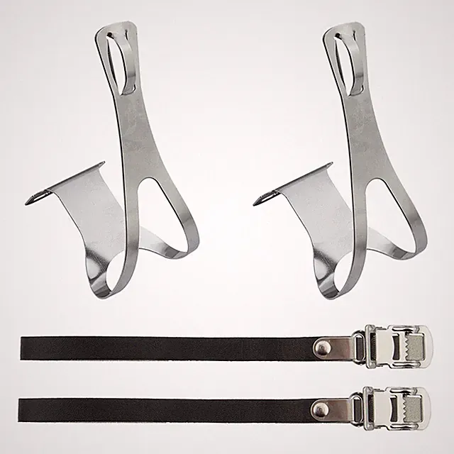 STEEL CLASSIC PRO MOUNTAIN BICYCLE BIKE MTB ATB TOE CLIPS W/STRAPS PAIR 95791