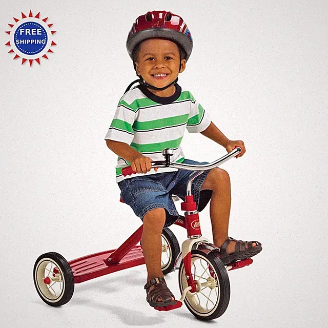 Toddler Tricycle 10 Inch Classic Red Radio Flyer Rubber Tires Steel Frame