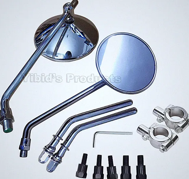 Universal Chrome 4" Round Motorcycle Rearview Mirrors Classic Retro Side