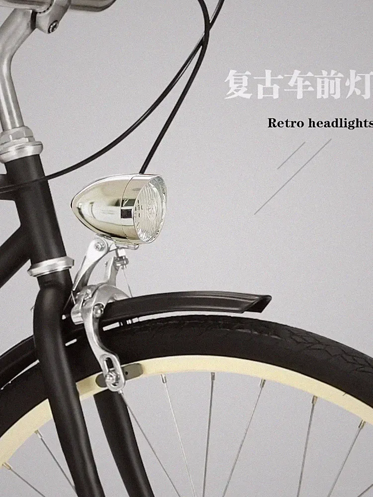 USB Rechargeable 5 LED Waterproof Retro Classic Bike Headlight - Vintage Bicycle