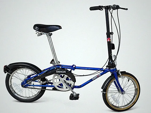 Vintage 1980s DAHON Folding Bike 16” Compact Portable Blue Classic 3 Speed