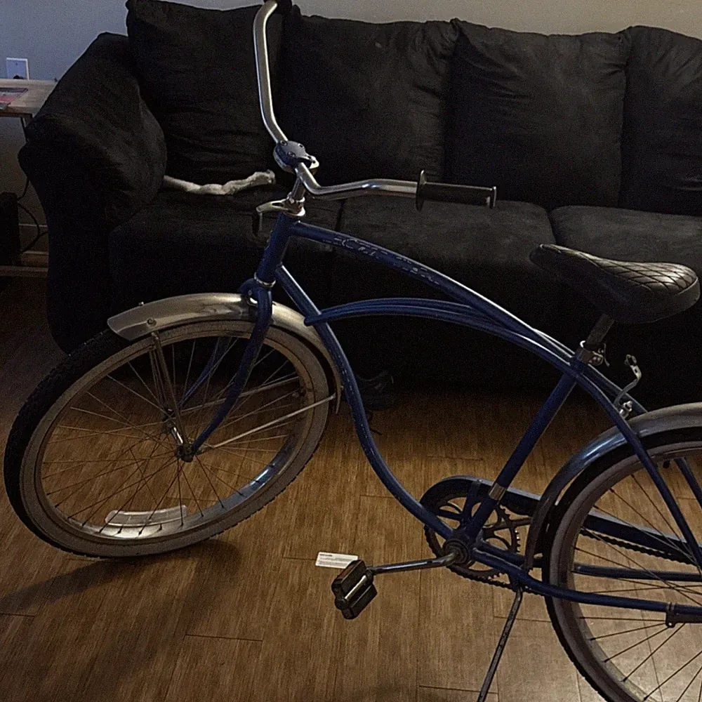 Vintage Blue Steel Cruiser Bicycle Classic Design with Coaster Brake