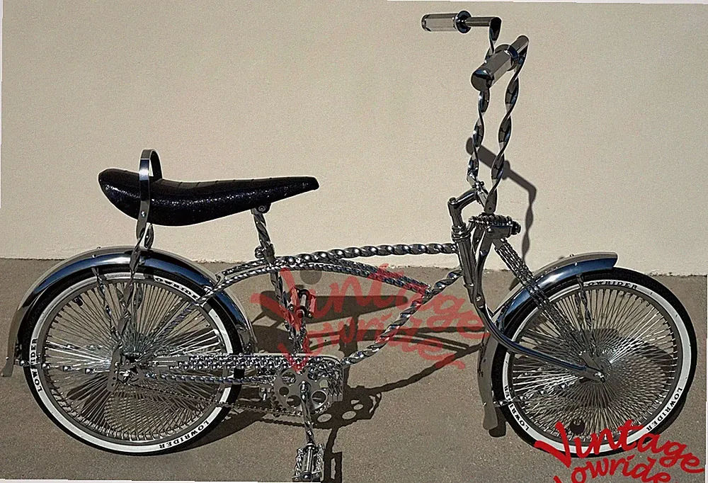 VINTAGE LOWRIDER ALL CHROME TWISTED 20" CRUISER BIKE 144 SPOKES COASTER BRAKE