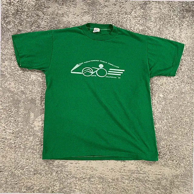 VTG Recumbent Cycling Shirt Mens Medium M Green 80s USA Single Stitch California