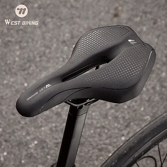 WEST BIKING Bike Saddle Hollow Breathable Shockproof PU Leather UltraLight Seat